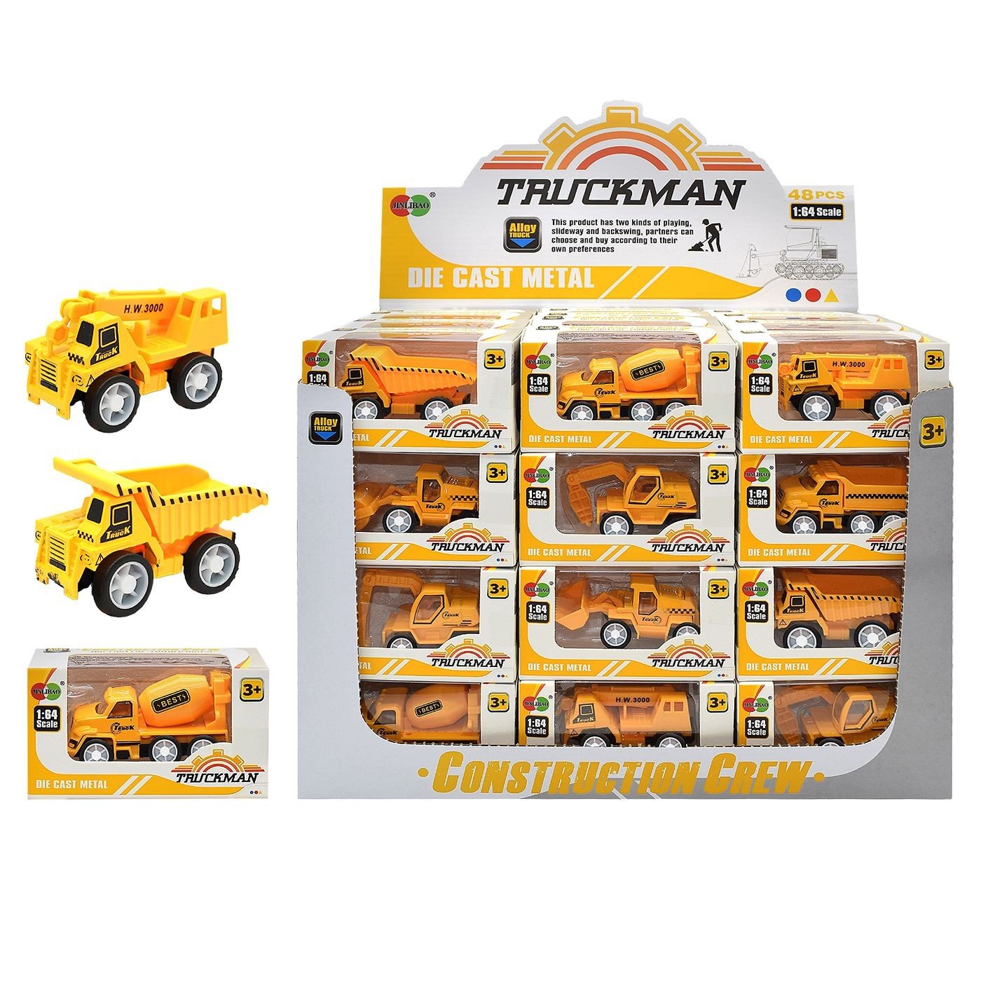 Μεταλλικά Δομικά Οχήματα Pull Back 10cm - Κουτι 48 τεμ 30x23x18cm ToyMarkt 902378 - (48ΤΕΜ) - (70-2358)