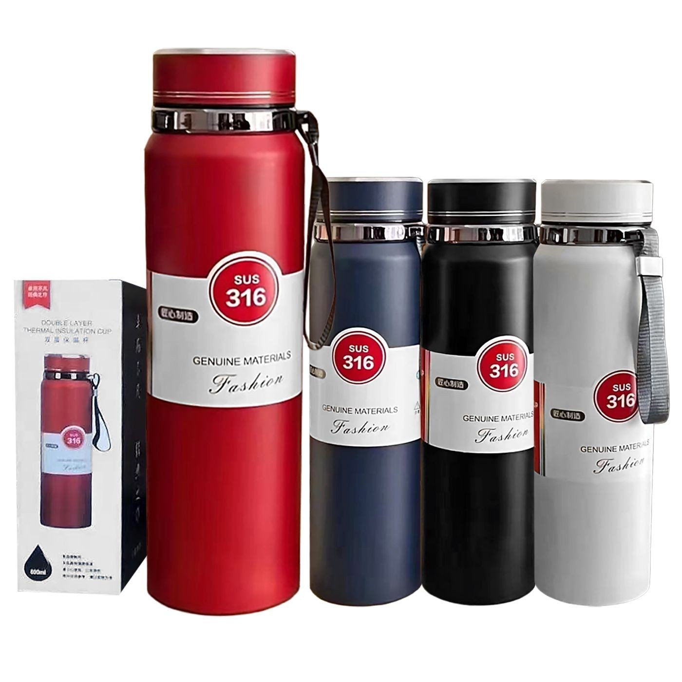 Θερμός Ανοξείδωτος Μονόχρωμος με Λουράκι 1000ml Homie 1002185 - Τυχαίο-Χρώμα-Σχέδιο-Επιλογή - (1ΤΕΜ) - (80-2165)