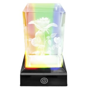 Κρύσταλλος Τριαντάφυλλο Love σε Βάση RGB 10,5x6,5x6,5cm Homie 423115 - (1ΤΕΜ) - (22-3095)
