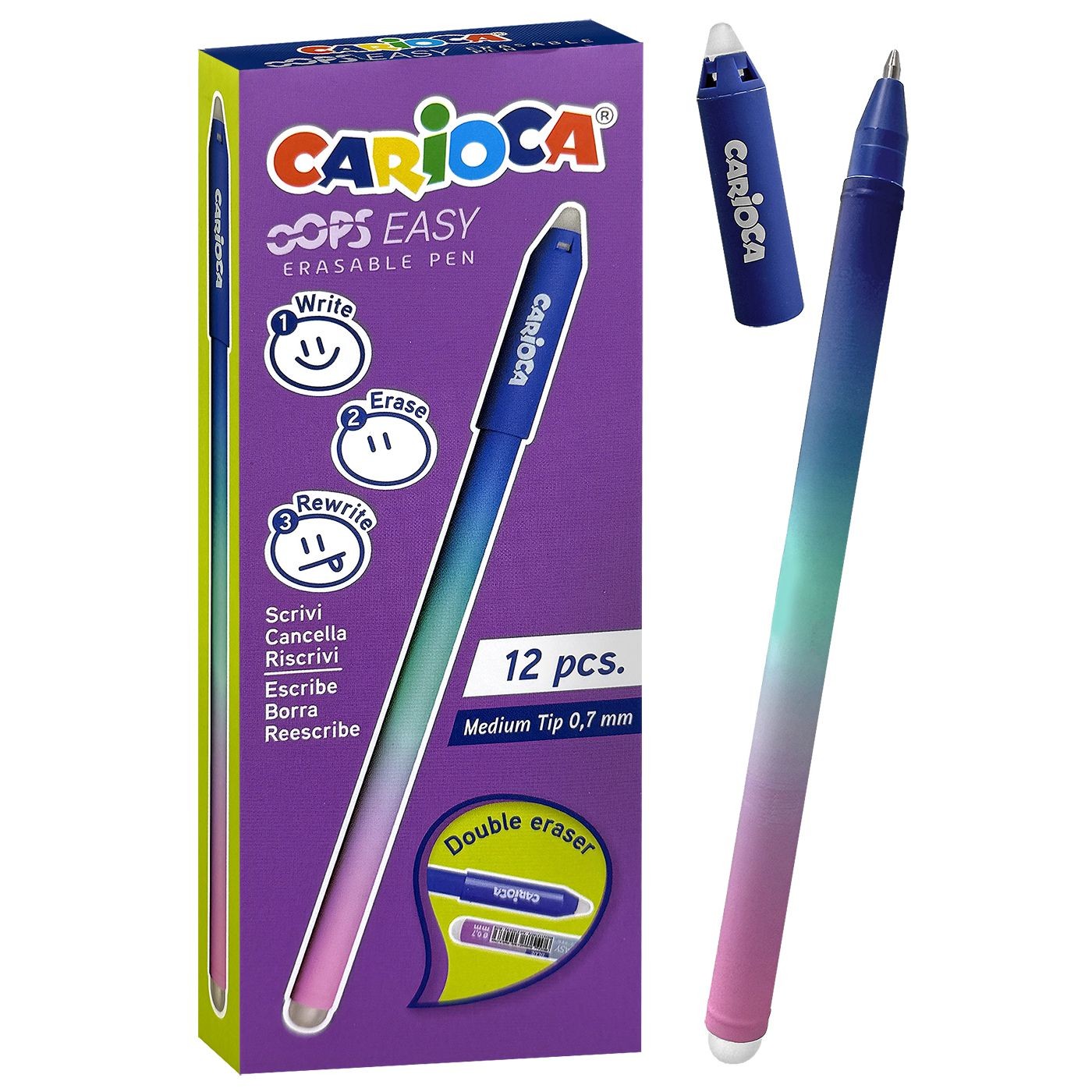 Στυλό που Σβήνει με Γόμα 0.7mm Carioca 43500/02 - (12ΤΕΜ) - (60-883)