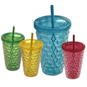 Ποτήρι Διπλότοιχο Πλαστικό με Καλαμάκι 16x10cm 526ml Homie 1002192 - (6ΤΕΜ) - (80-2172)