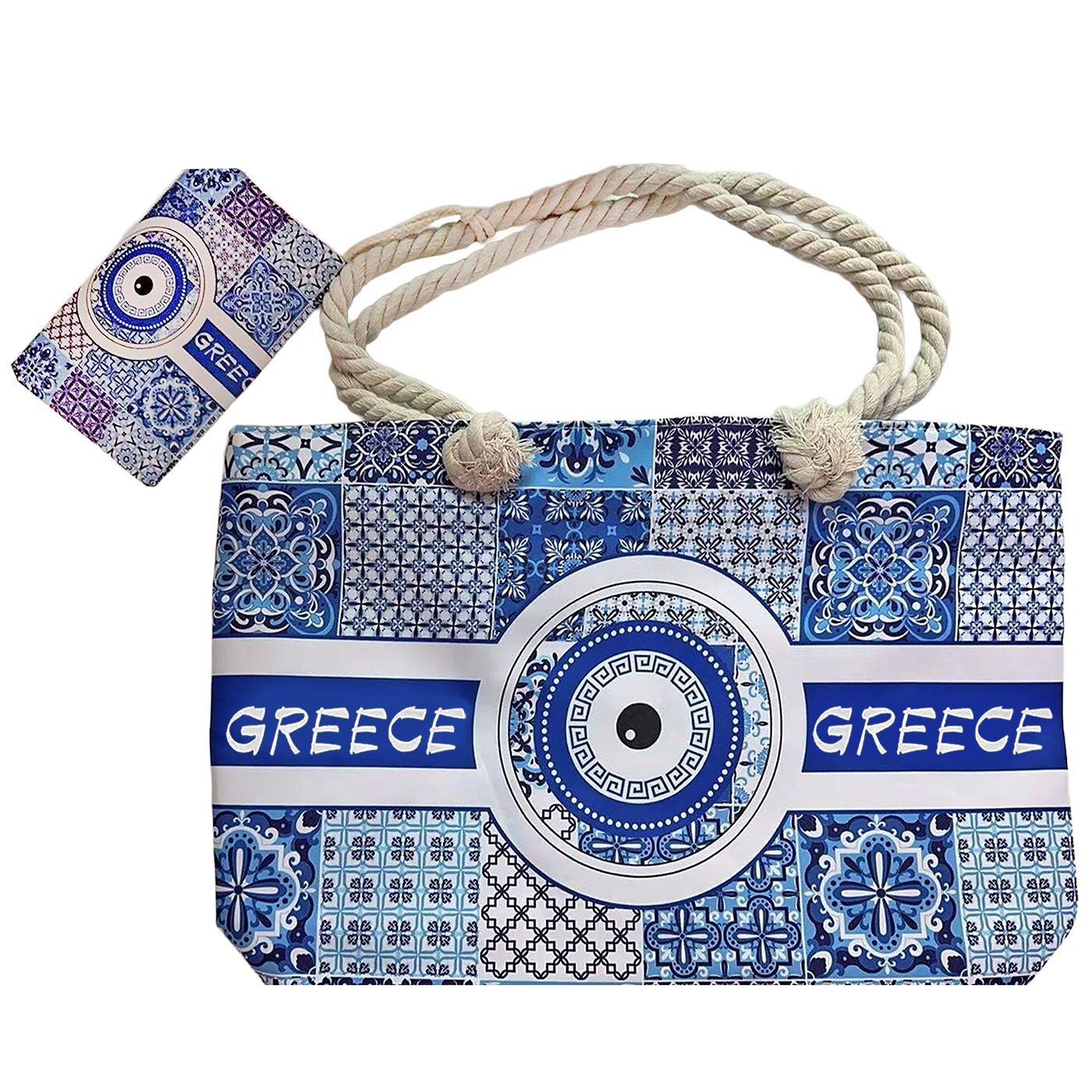 Τσάντα Παραλίας Μάτι σετ με Νεσεσέρ 55x37x17cm & 19x12cm SummerTiempo 623369 - (1ΣΕΤ) - (42-3349)