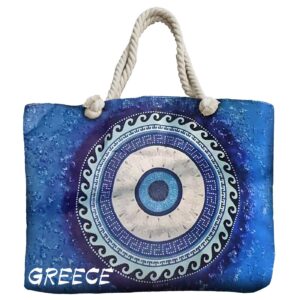 Τσάντα Παραλίας με Σχέδιο Μάτι Greece 54x37x15cm SummerTiempo 623370 - (1ΤΕΜ) - (42-3350)