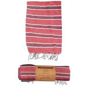 Πετσέτα Θαλάσσης Pestemal με Χρωματιστές Ρίγες ~280g 90x180cm SummerTiempo 622967 - Κόκκινο - (1ΤΕΜ) - (42-2947)