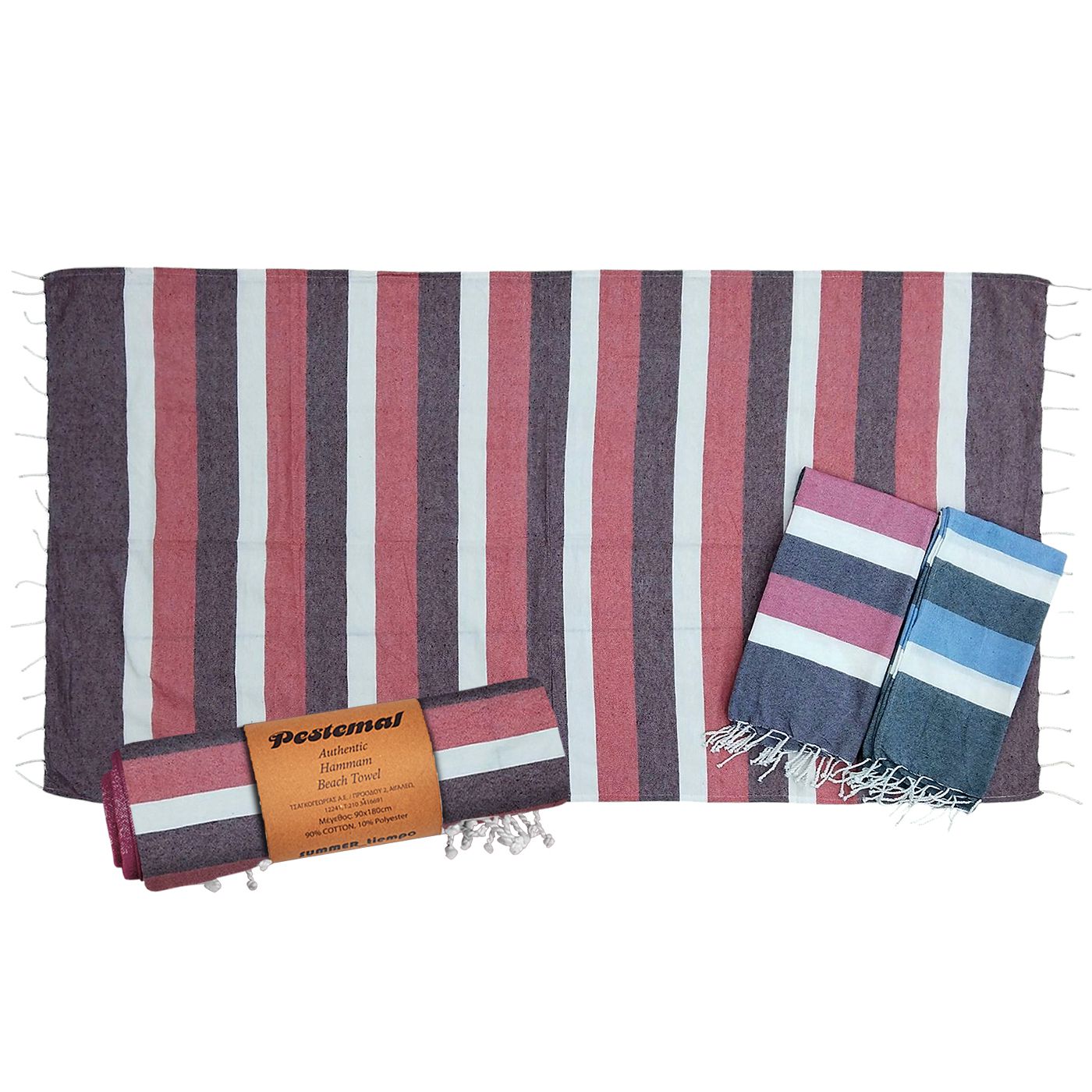 Πετσέτα Θαλάσσης Pestemal Ριγέ ~280g 90x180cm SummerTiempo 623192 - Ροζ - (1ΤΕΜ) - (42-3172) - Image 2