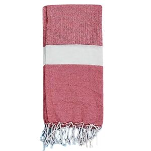 Πετσέτα Θαλάσσης Pestemal Ρόμβοι Λευκή Φάσα ~280g 90x180cm SummerTiempo 623193 - Κόκκινο - (1ΤΕΜ) - (42-3173)