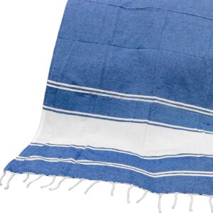 Πετσέτα Θαλάσσης Pestemal Λευκή Φάσα ~280g 90x180cm SummerTiempo 623191 - Μπλε σκ. - (1ΤΕΜ) - (42-3171)