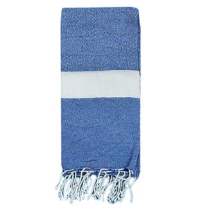 Πετσέτα Θαλάσσης Pestemal Ρόμβοι Λευκή Φάσα ~280g 90x180cm SummerTiempo 623193 - Μπλε σκ. - (1ΤΕΜ) - (42-3173)